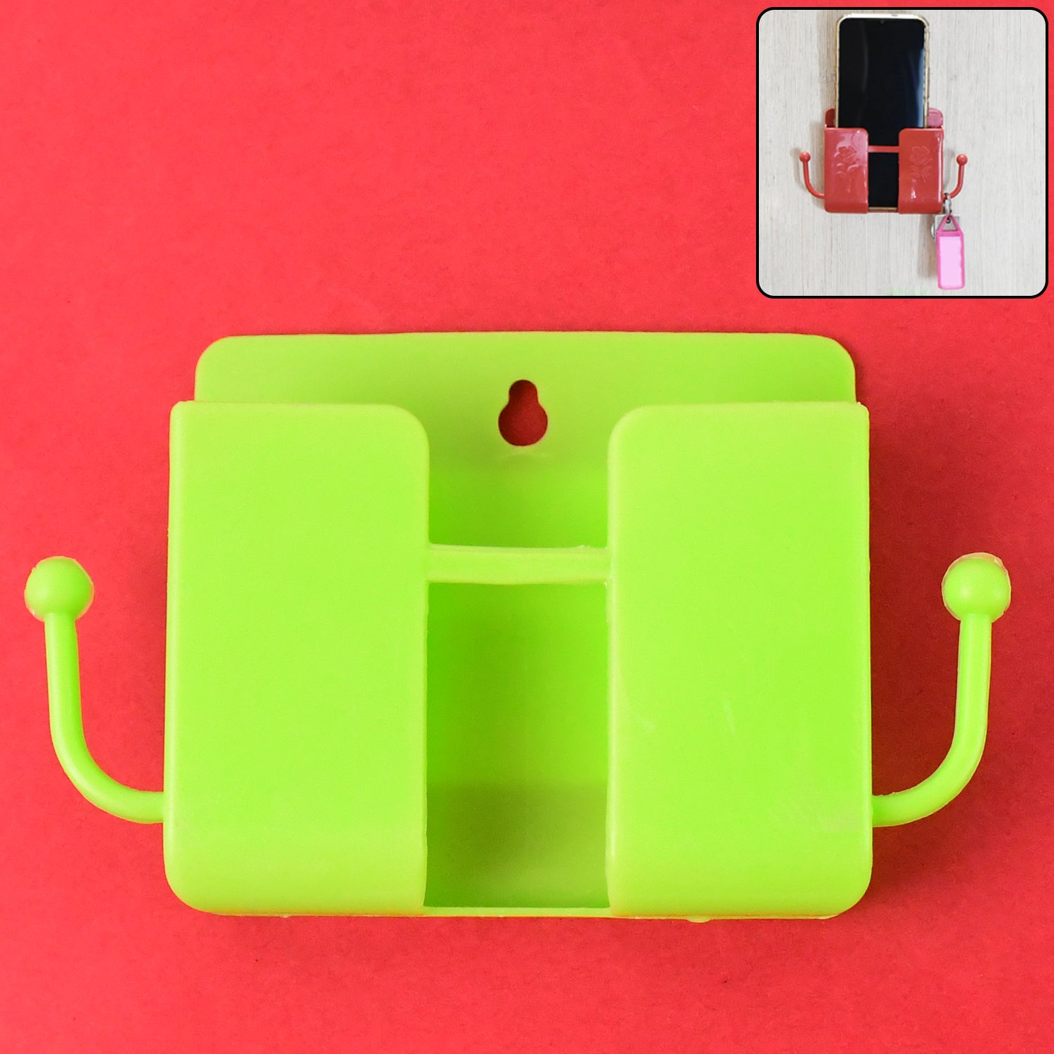 1 Pc Neon Green Wallmount Mobile Stand With Hook 1 Pc Neon Green Wallmount Mobile Stand With Hook